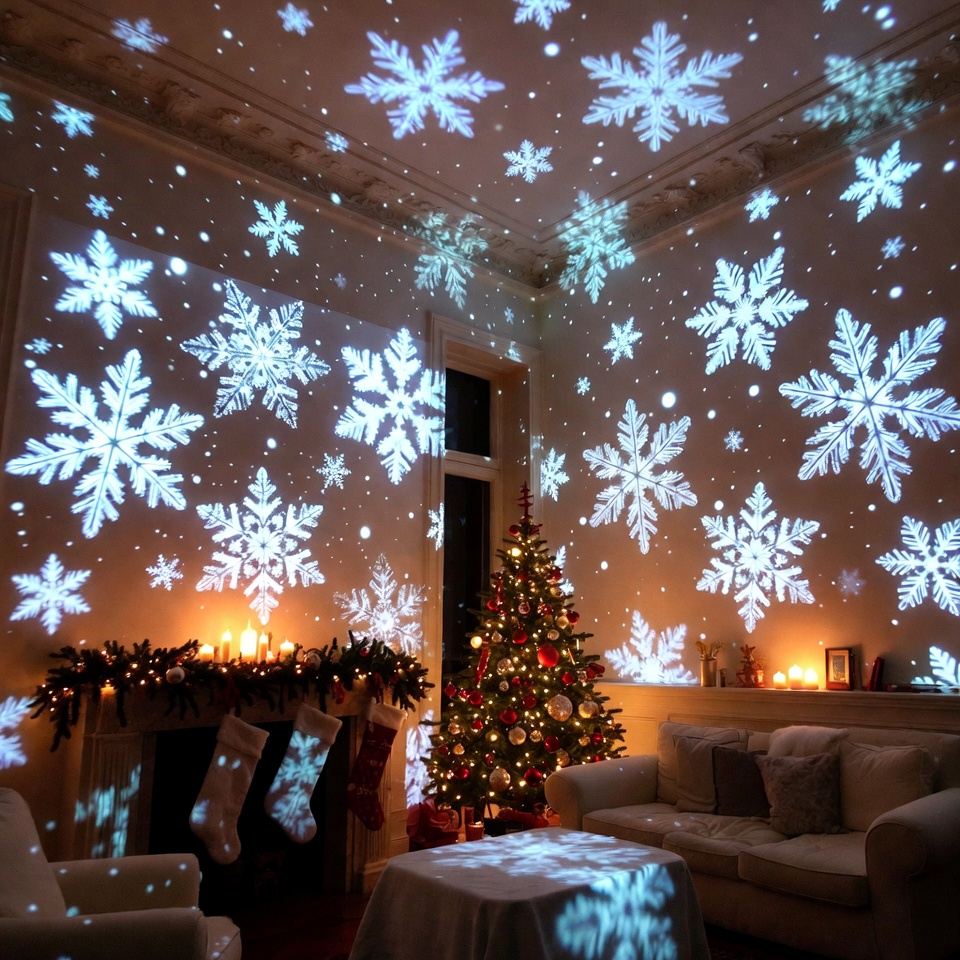 π Christmas Projection Lamp 5V/1A with 16 Patterns USB Powered for Home π
