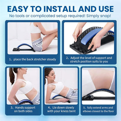 ReliefArc™ Back Stretcher for Lower Back Pain Relief - 4 Level Adjustable Lumbar Back Cracker Board