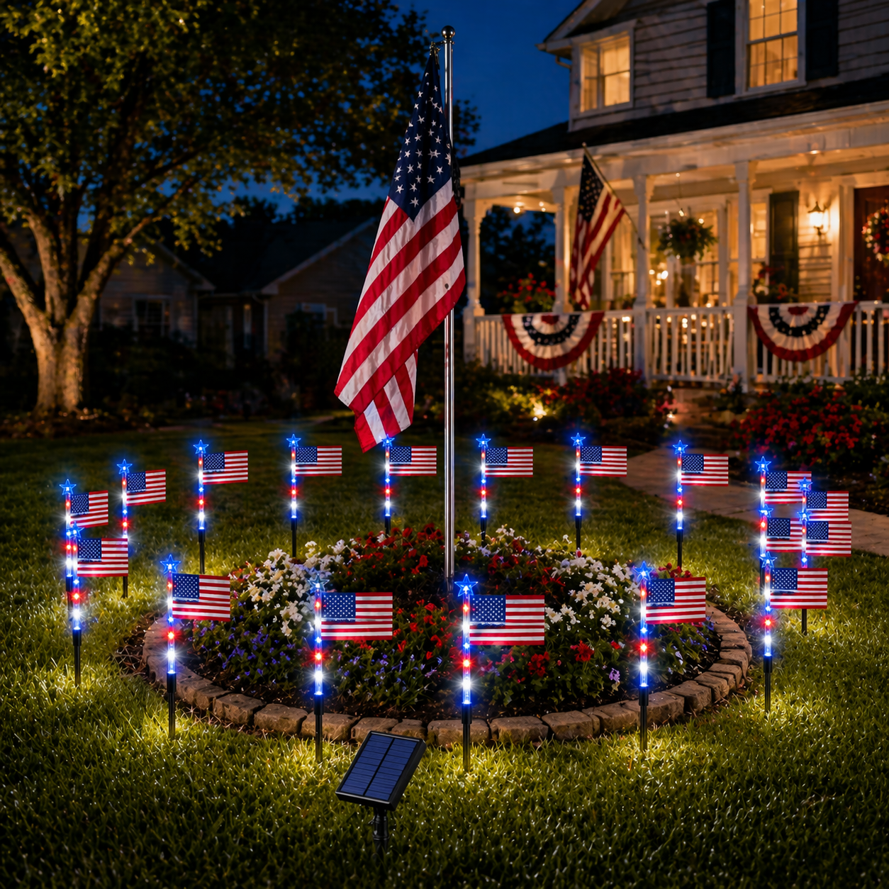 8-Piece Flag Light Set – 4th of July Decorations – Ideal for Independence Day Pathways, Gardens