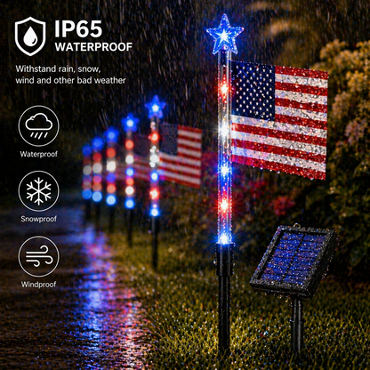 8-Piece Flag Light Set – 4th of July Decorations – Ideal for Independence Day Pathways, Gardens