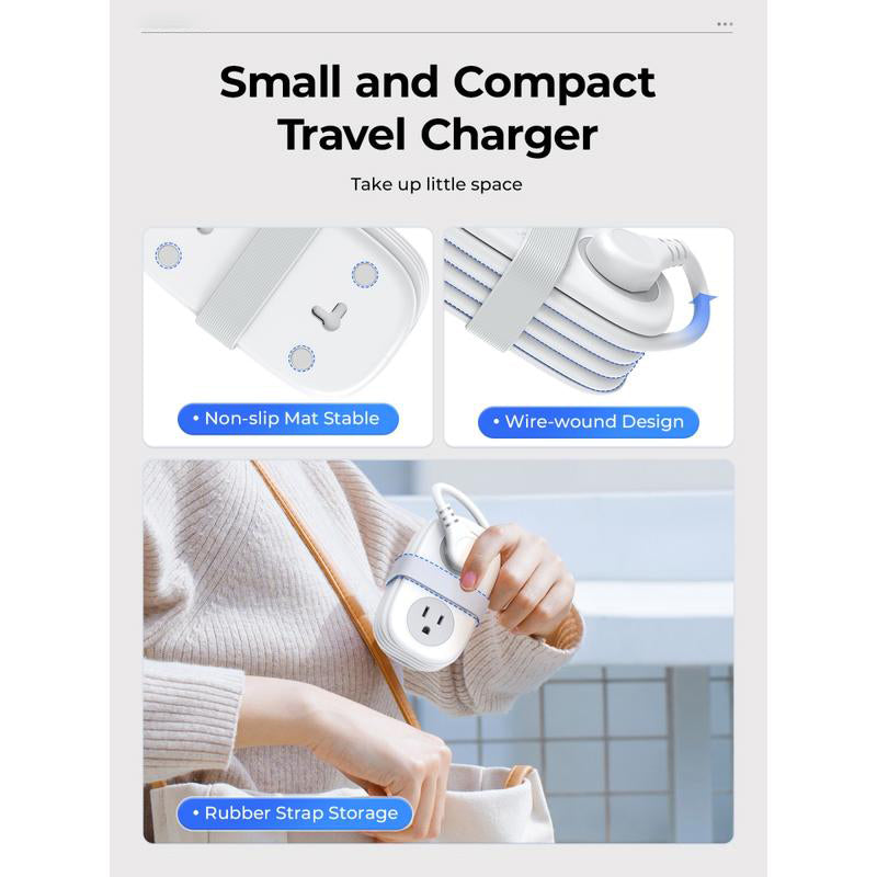 Travel Power Strip, 4 Outlets 3 USB Ports (1 USB C) with 4FT Wrapped Short Extension Cord Small Power Strip, Compact for Hotel Travel Essentials Cruise Approved