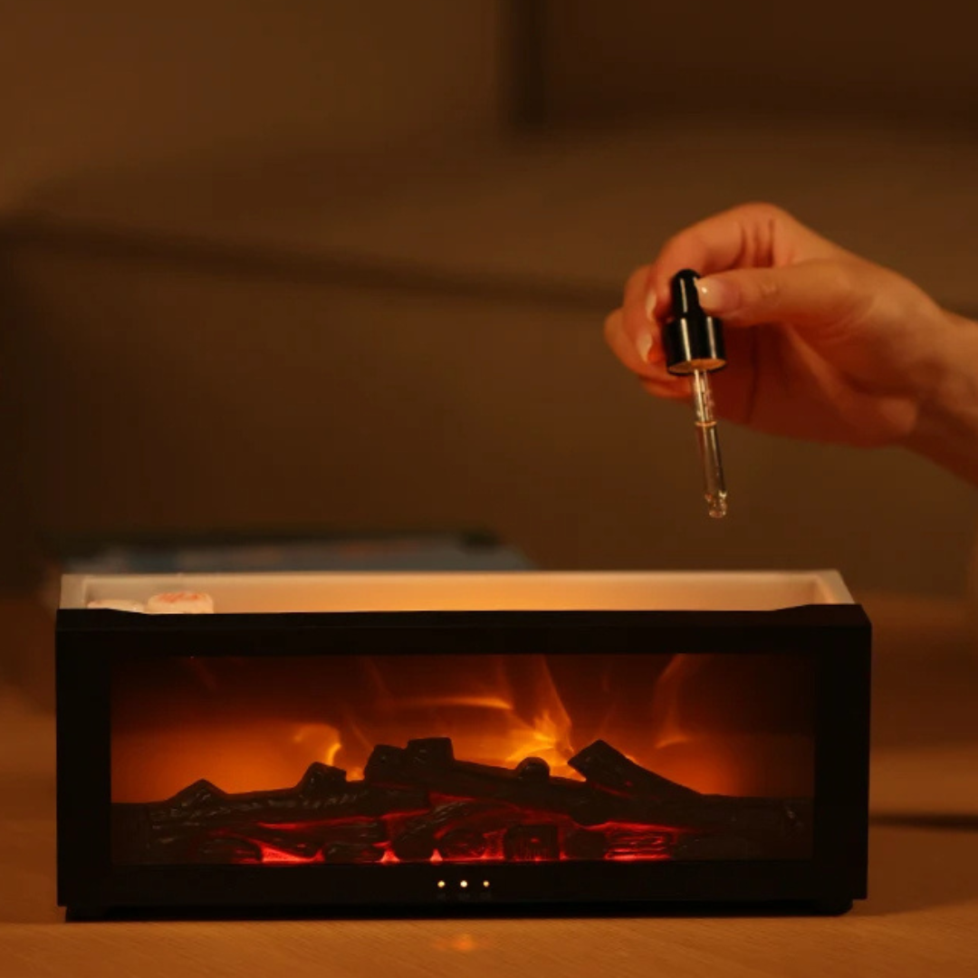 🎄Christmas Sale - 59% OFF🎁300ml Fireplace Flame Diffuser & Humidifier – Ultrasonic Essential Oil Mist Maker with Remote, 7-Color LED Light