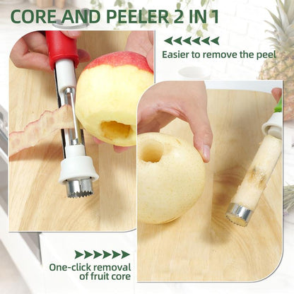 2 in 1 Apple Corer and Peeler - Stainless Steel Fruit Corer