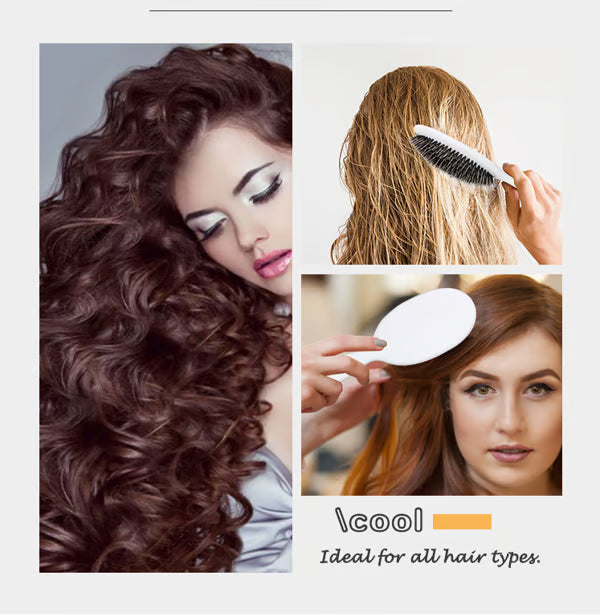 Boar Bristle Brush with Nylon Bristles and Microsphere Massaging Tips