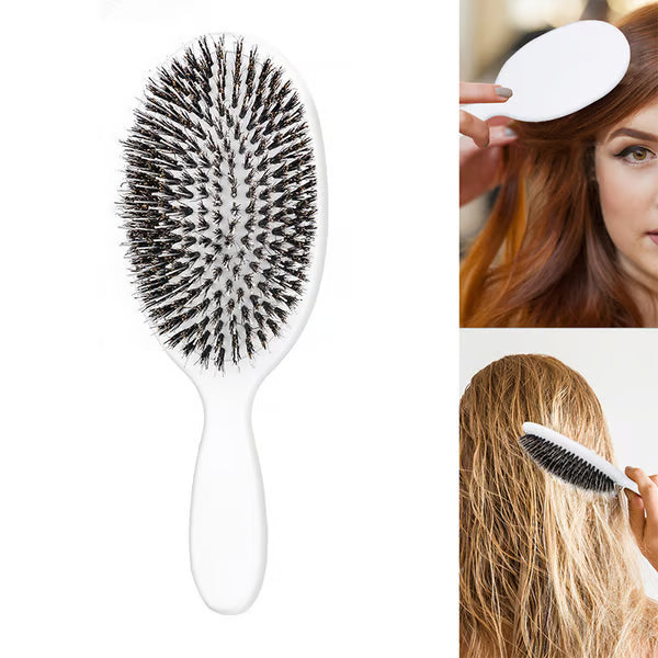 Boar Bristle Brush with Nylon Bristles and Microsphere Massaging Tips