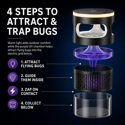 2-in-1 Outdoor Bug Mosquito Zapper Lantern For Patio, Camping & Backyard Nights