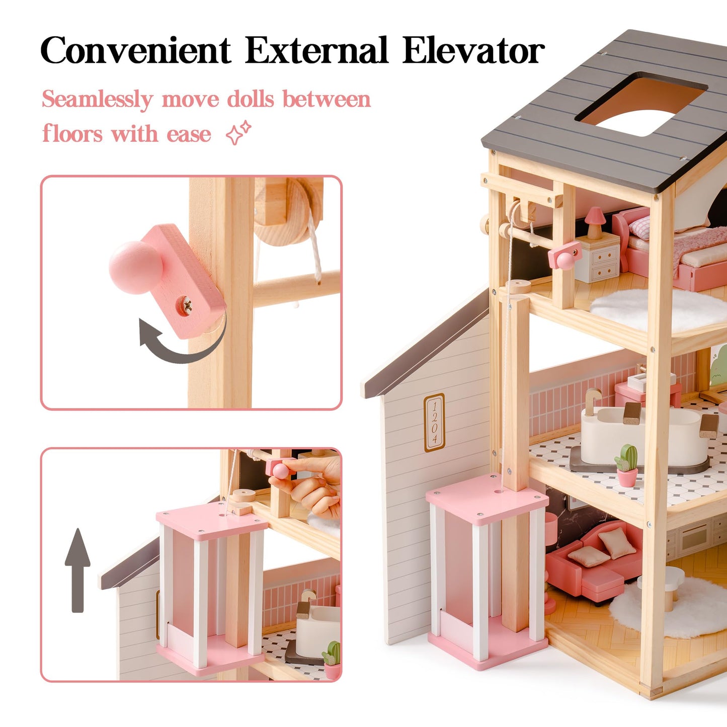ROBUD Wooden Dollhouse - Florida Black