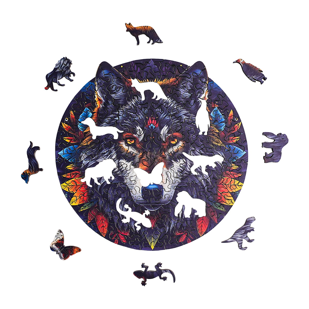 ROBOTIME Wolf in the Jungle Wooden Jigsaw Puzzle with Frame