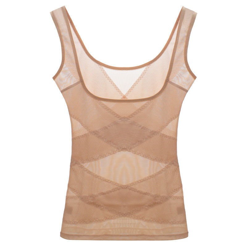 Mesh Criss-Cross Firm Control Shaping Bodysuit