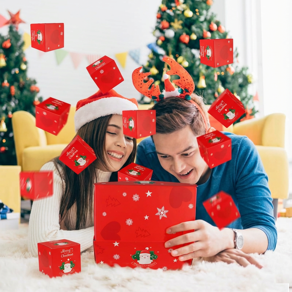 🎁Christmas Pop-up Surprise Gift BoxUnique Folding Bouncing Red Envelope Gift Box🎁