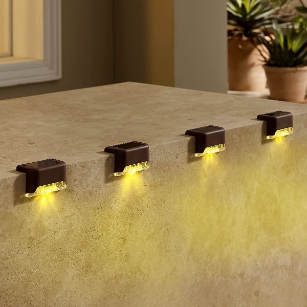 🎄 Solar Deck Lights, Automatically ON/OFF💡 4 PCS IN 1 Set