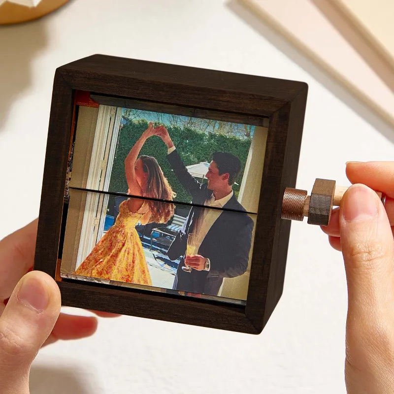 🎁🖼Custom Flipbook Frame Animation Machine Mechanical Hand Motion Photo Cube Album with Light