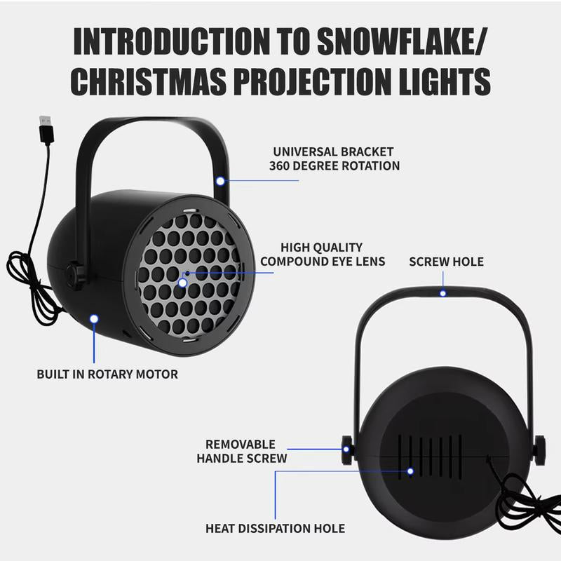 🎁 Christmas Projection Lamp 5V/1A with 16 Patterns USB Powered for Home 🎅