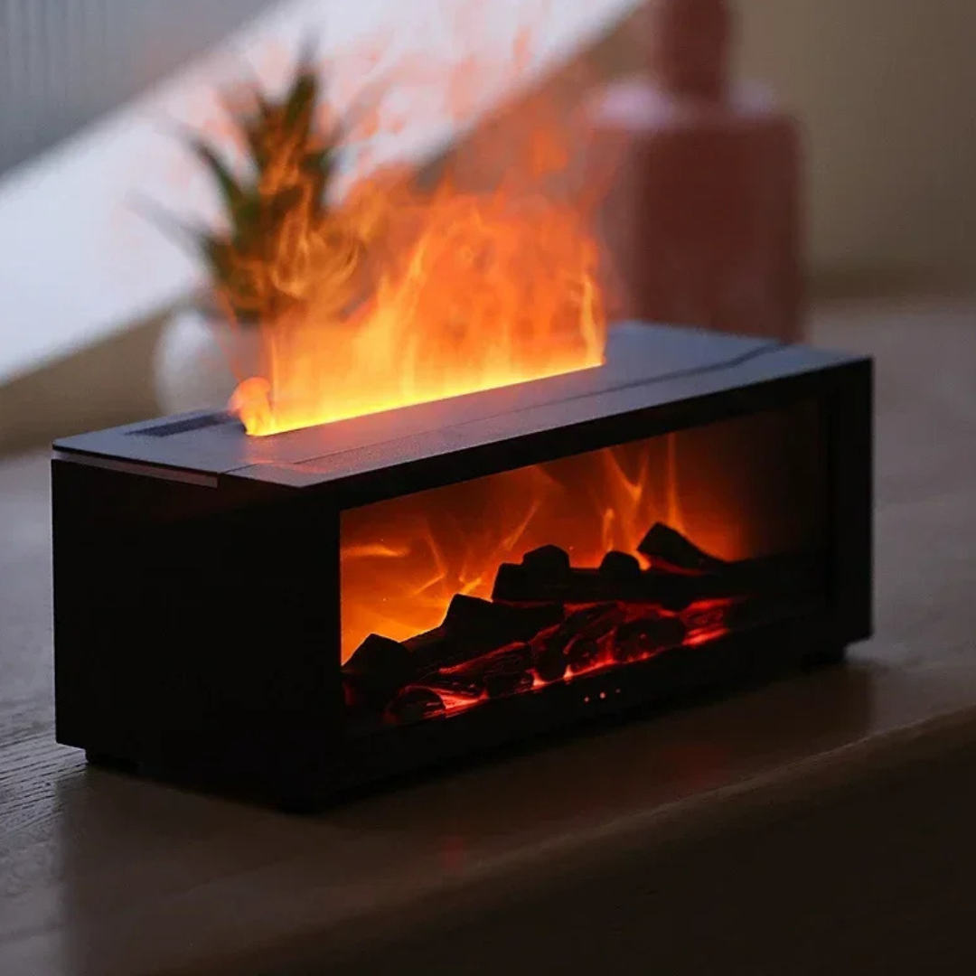 🎄Christmas Sale - 59% OFF🎁300ml Fireplace Flame Diffuser & Humidifier – Ultrasonic Essential Oil Mist Maker with Remote, 7-Color LED Light