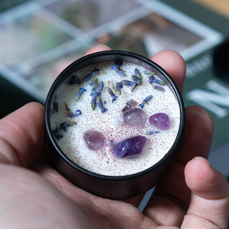 Handmade Natural Amethyst Candle with Lavandula Essence| The Ideal Ally for 128 Hz Healing