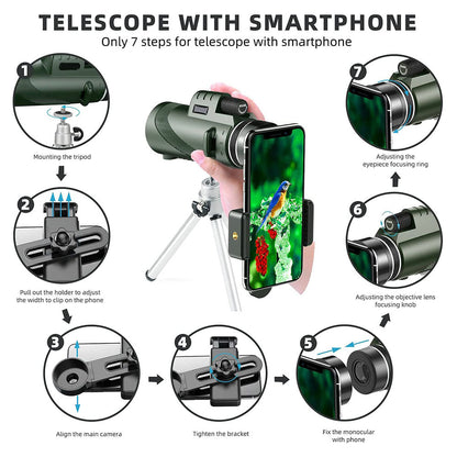 🌙High-Power 80x100 Monocular | Compact, Clear & Long-Distance Viewing