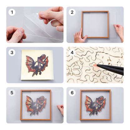 ROBOTIME Fierce Pterosaur Wooden Jigsaw Puzzle with Frame