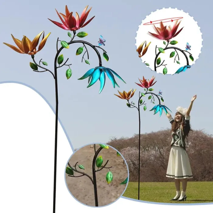 A🔥🔥70% OFF -Beautiful Summer Multi Colored Flowers Wind Spinner