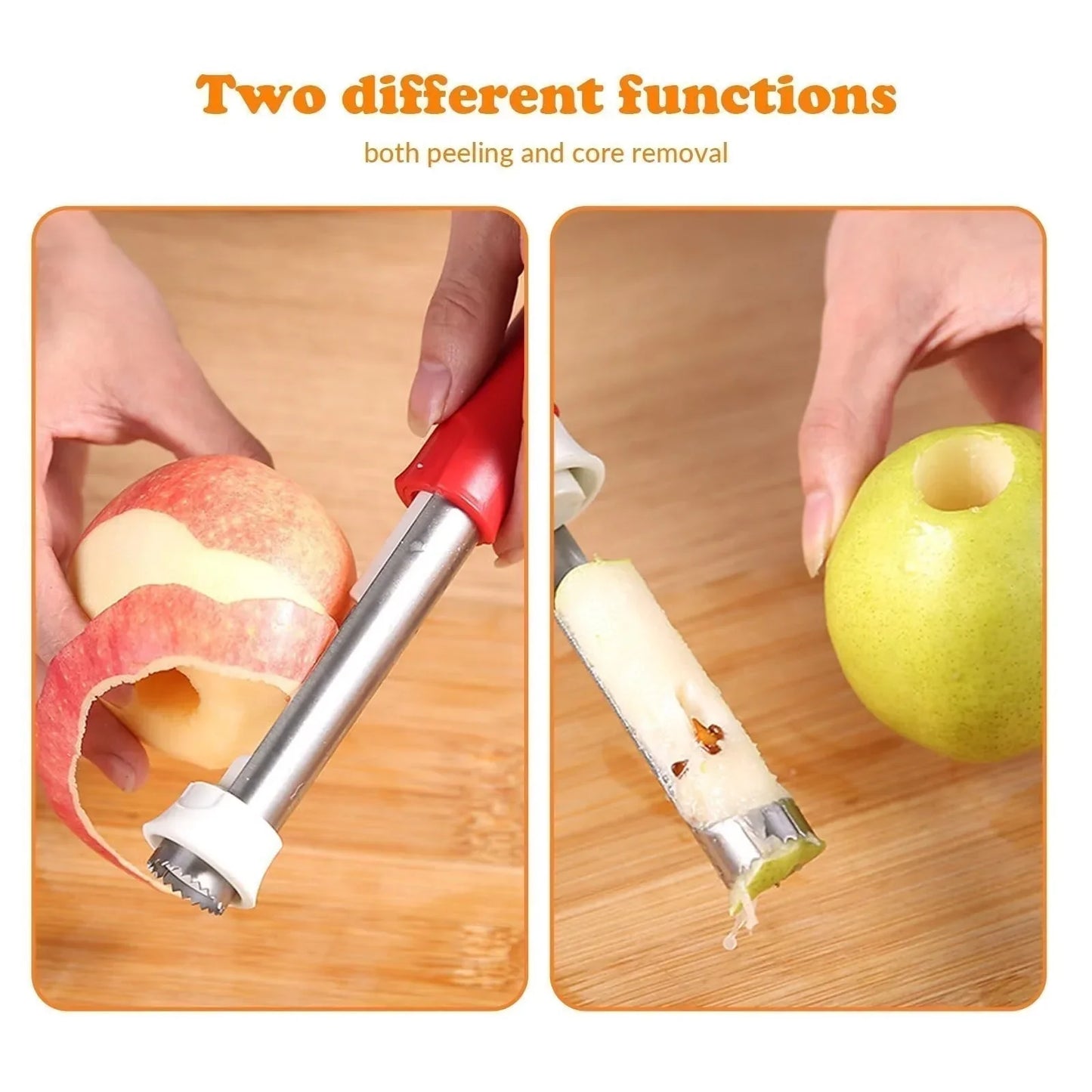 2 in 1 Apple Corer and Peeler - Stainless Steel Fruit Corer