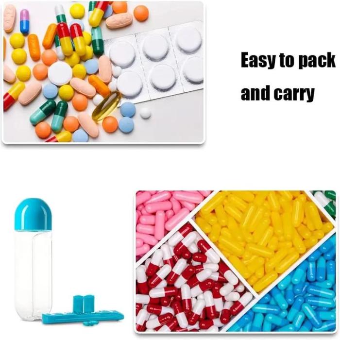 HydraPill 600ml Water Bottle with Pillbox.
